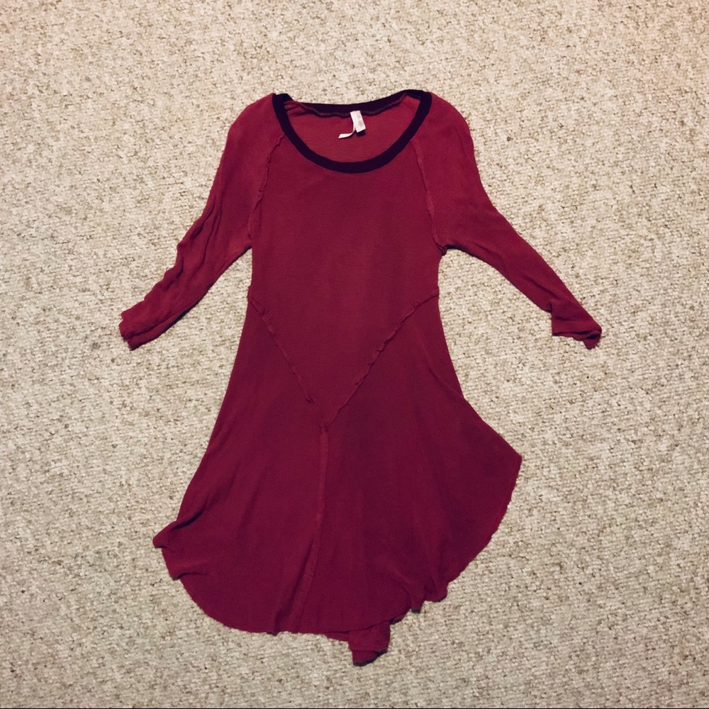 Free People Pink Quarter-Sleeve Top